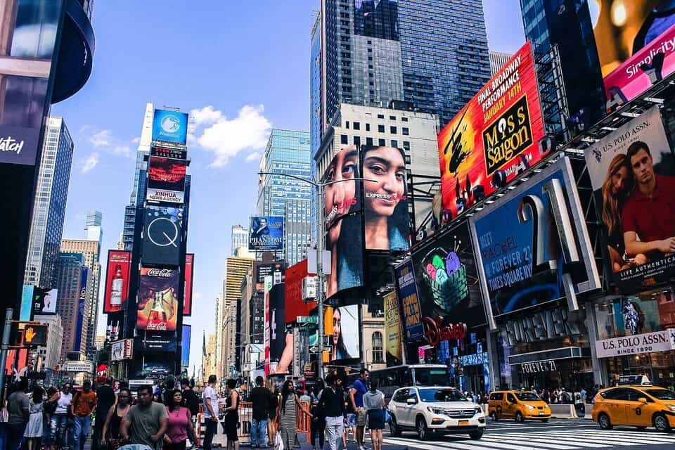 image showing passers-by at the times square in new york city, usa